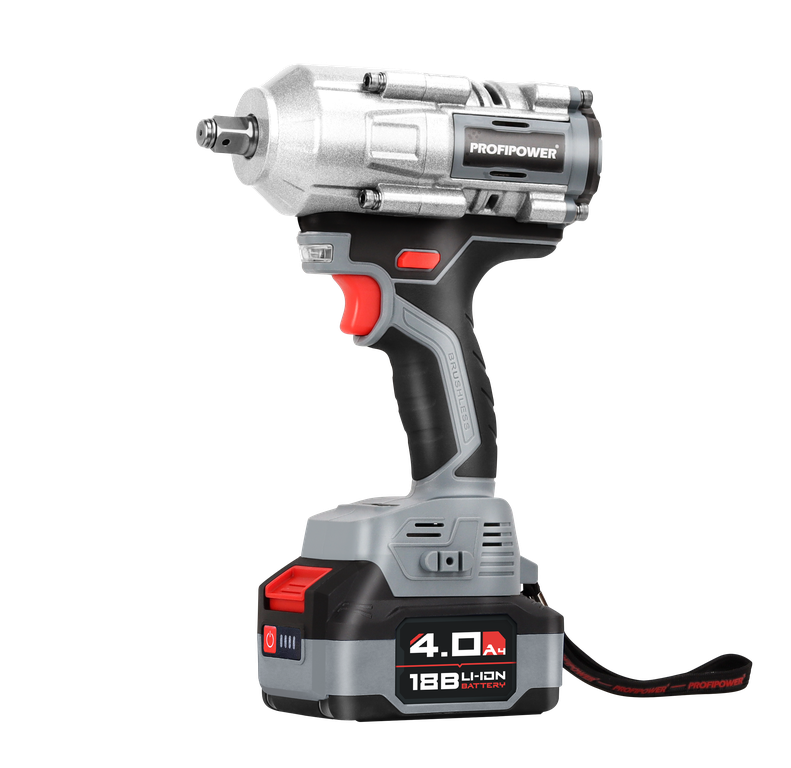 фото Аккумуляторный гайковерт бесщеточный ударный ProfiPower T-900N (Li-ion-1шт, 4.0Ач, 900Нм, ударная головка 17/19/21мм, З/У, в кейсе)