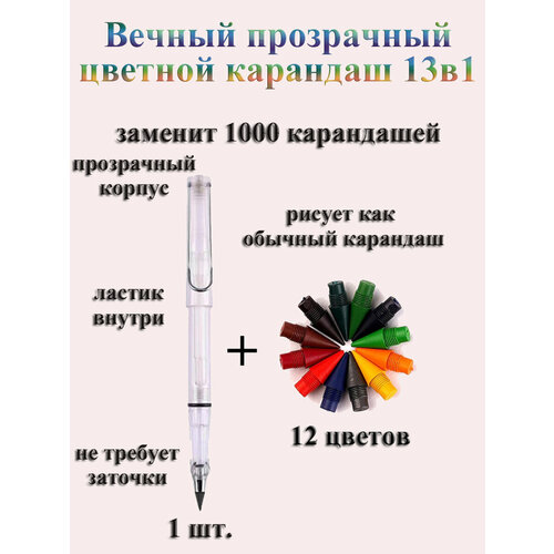 фото Вечный цветной карандаш прозрачный 13в1 hupper dupper