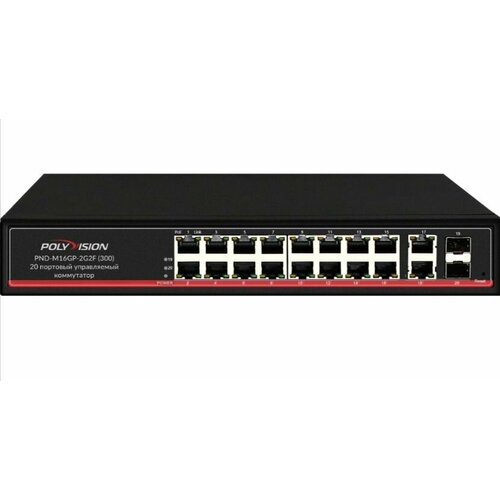 20-портовый управляемый PoE-коммутатор PND-M16GP-2G2F300 33930₽