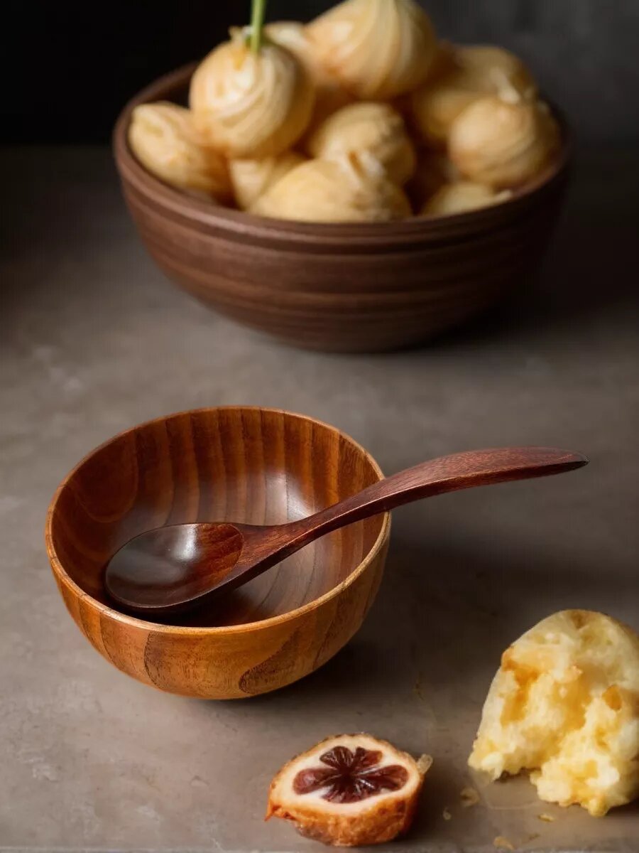 фото Пиала деревянная чаша фруктовница