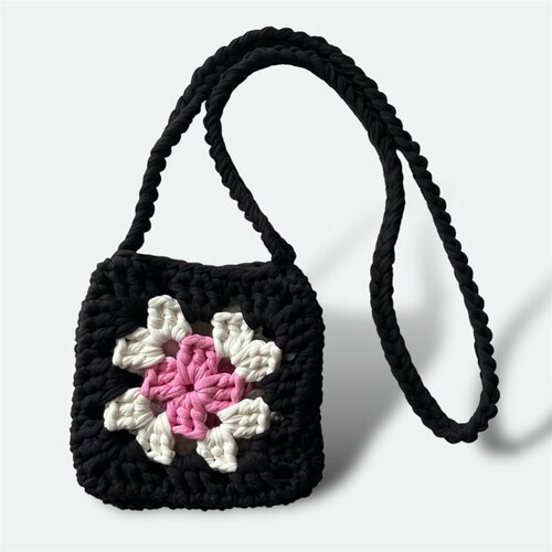 Сумка кросс-боди KNIT KNOT, фактура вязаная, белый, розовый, черный