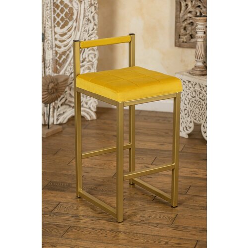 Полубарный стул Лофт со спинкой цвет желтый основание золотистое высота 65 см 5500₽