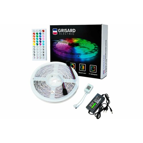 Grisard Electric Лента светодиодная rgb led 5метров многоцветная с пультом управления GRE-002-0121 590₽