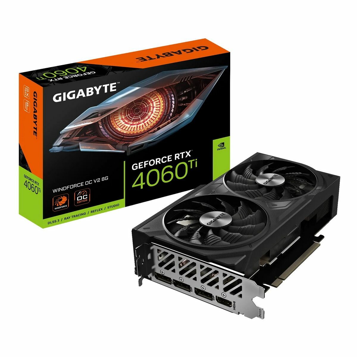 Видеокарта Gigabyte RTX4060Ti WINDFORCE OC V2 8GB GDDR6 128bit 3xDP HDMI 2FAN RTL