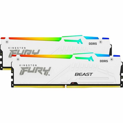Оперативная память KINGSTON FURY Beast White RGB DIMM DDR5 32GB 2x16GB 5200 MHz KF552C40BWAK2-32 18433₽