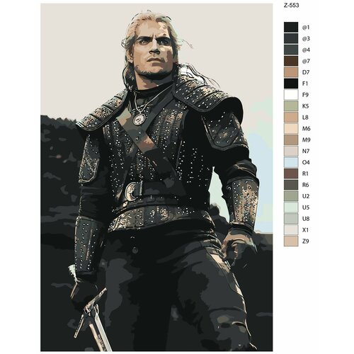 фото Картина по номерам z-553 "генри кавилл - геральт из ривии. сериал ведьмак" 40х60 brushes-paints