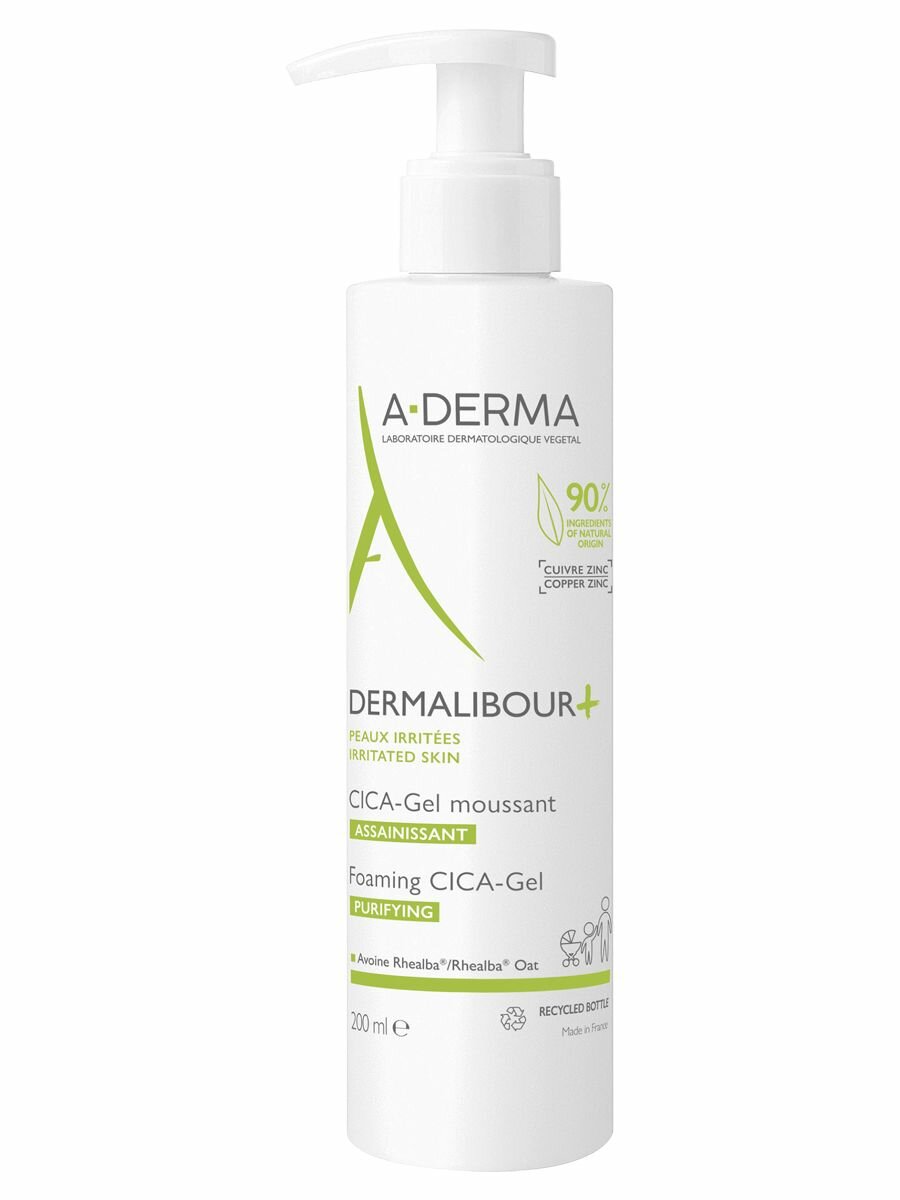 Гель A-Derma "Dermalibour+Cica", очищающий, биоразлагаемый, 200мл