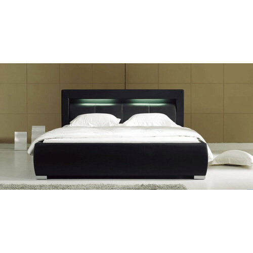Двуспальная кровать с мягким изголовьем и подсветкой 140х200, SITDOWN, 