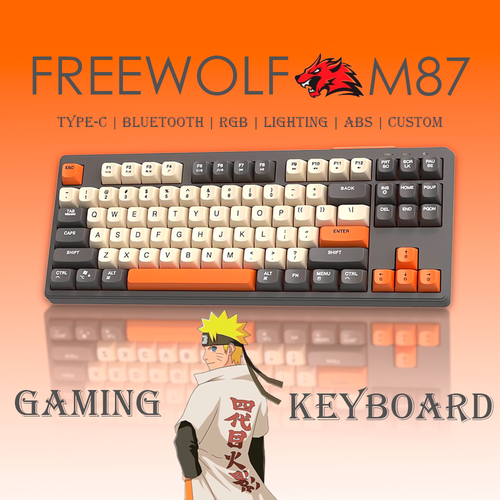 Беспроводная игровая клавиатура M87 Free Wolf RGB подключение USB - Type C с подсветкой Bluetooth 75 3500₽