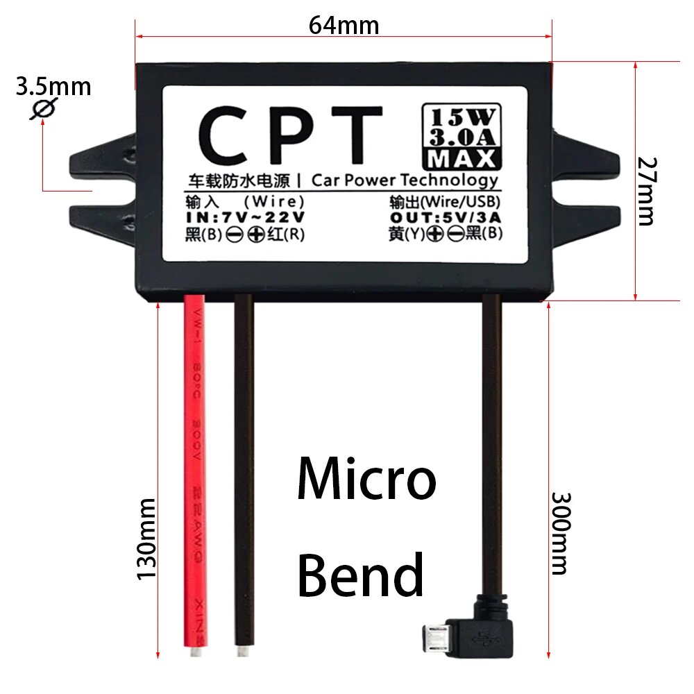 Понижающий модуль питания GOODGOODDER 12В до 5В 3А, Bend-Micro