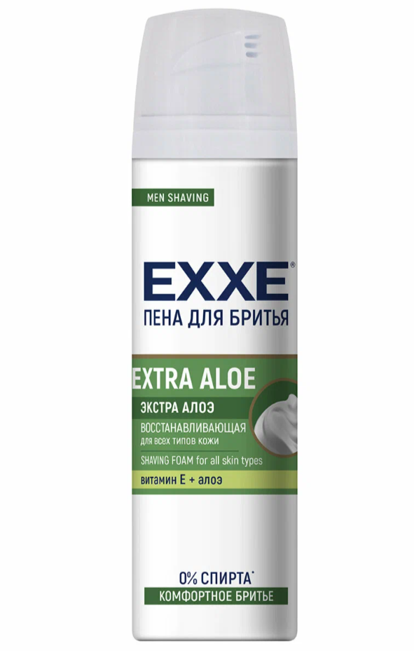 Пена для бритья ЕXXЕ Extra Aloe, восстанавливающая, для всех типов кожи — фото 1