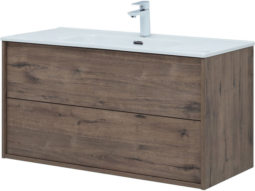 Тумба под раковину Aquanet Lino 100 см 287545, темное дерево - фото №3