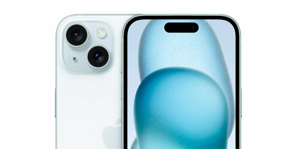 Смартфон Apple iPhone 15 128 ГБ, Dual: nano SIM + eSIM, голубой — фото 1