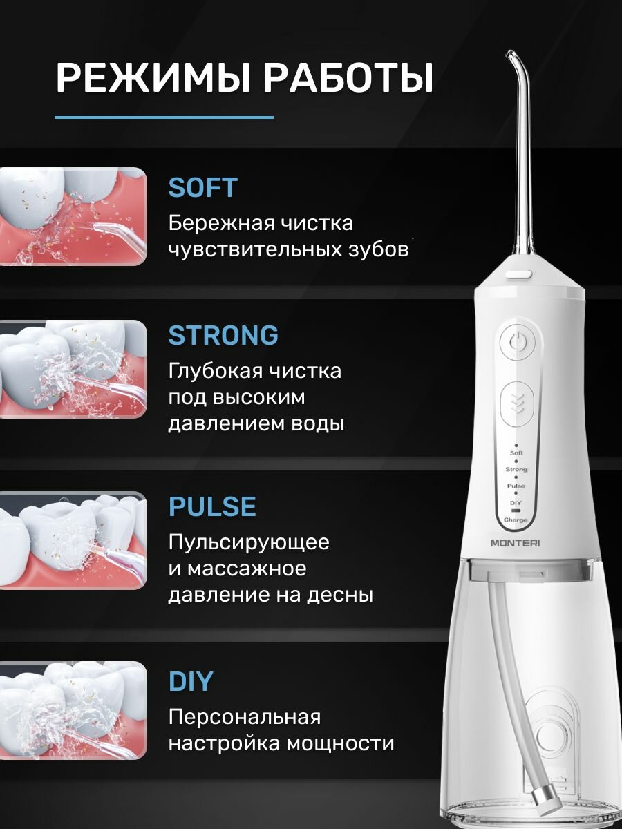 Портативный ирригатор MONTERI AquaPulse W8 — фото 1