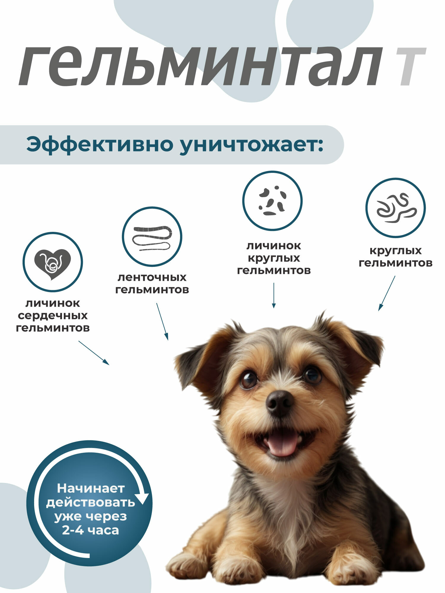 Гельминтал таблетка антигельминтные для щенков и собак менее 10 кг (2шт) — фото 1