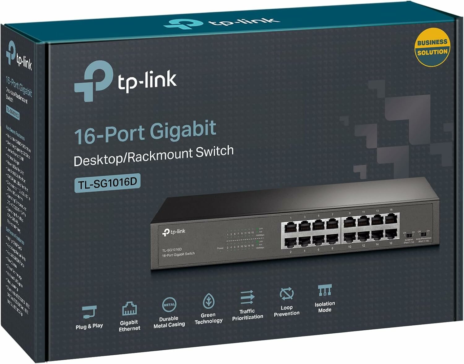 Сетевой коммутатор TP-Link TL-SG1016D 16-Портовый 10/100/1000 Мбит/с