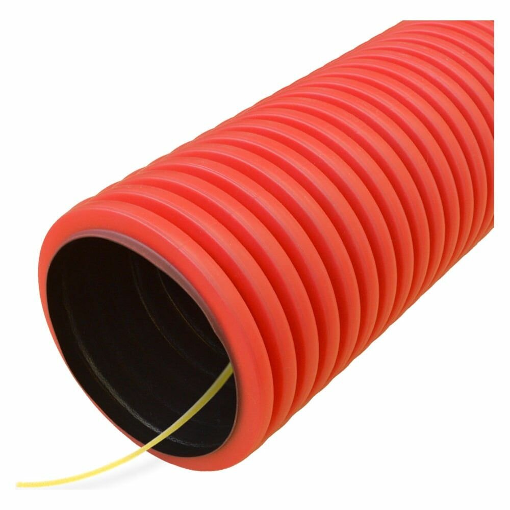 Труба гофрированная двустенная ПНД гибкая d110мм с протяжкой SN12 450 красн. (уп.50м) Промрукав PR15.0033