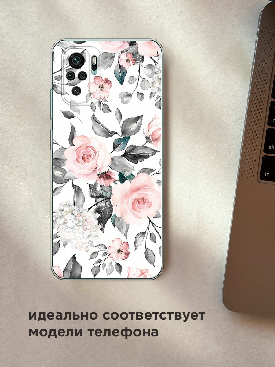 Чехол на Xiaomi Redmi Note 10/Note 10S/Poco M5s / Сяоми Редми Нот 10/Нот 10S/Поко M5s с принтом "Розы на белом" — фото 1