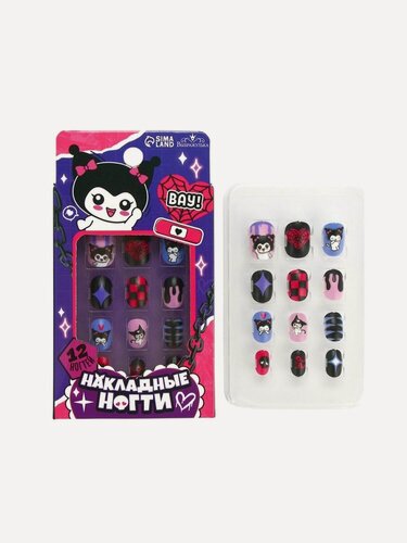 Изображение товара Детские накладные ногти "Забавная кошечка", 12 шт, синий, на подарок