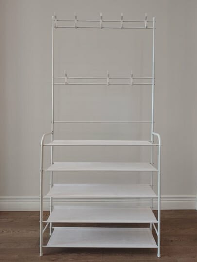 Обувница металлическая, вешалка для одежды напольная стойка полка для обуви