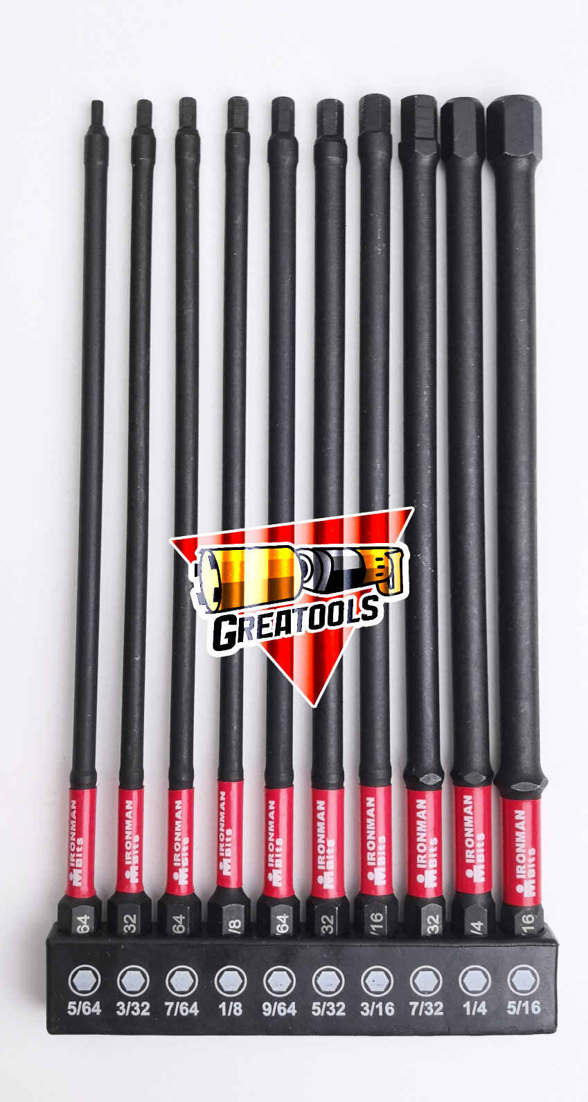 Набор Impact бит HEX дюймовых 15-8мм удлиненных l-150мм 10 шт