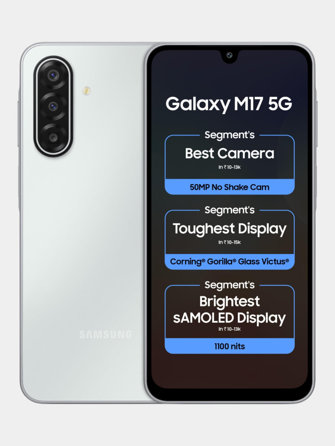 Смартфон Samsung Galaxy M17 5G, бонус адаптер, экран Super AMOLED, камера 50 Мп, гарантия 1 год - Серебряный, 4/128 ГБ