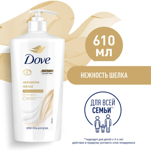 DOVE бессульфатный крем-гель для душа Нежность шелка с драгоценными маслами 610 мл