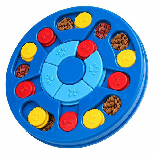 Игрушка для собак и кошек интерактивная SkyRus Round Puzzle, синяя игрушка для кошек и собак цветной