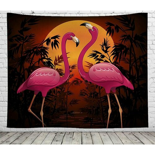 Тканевое панно с изображением фламинго 150*230(см) арт.6048