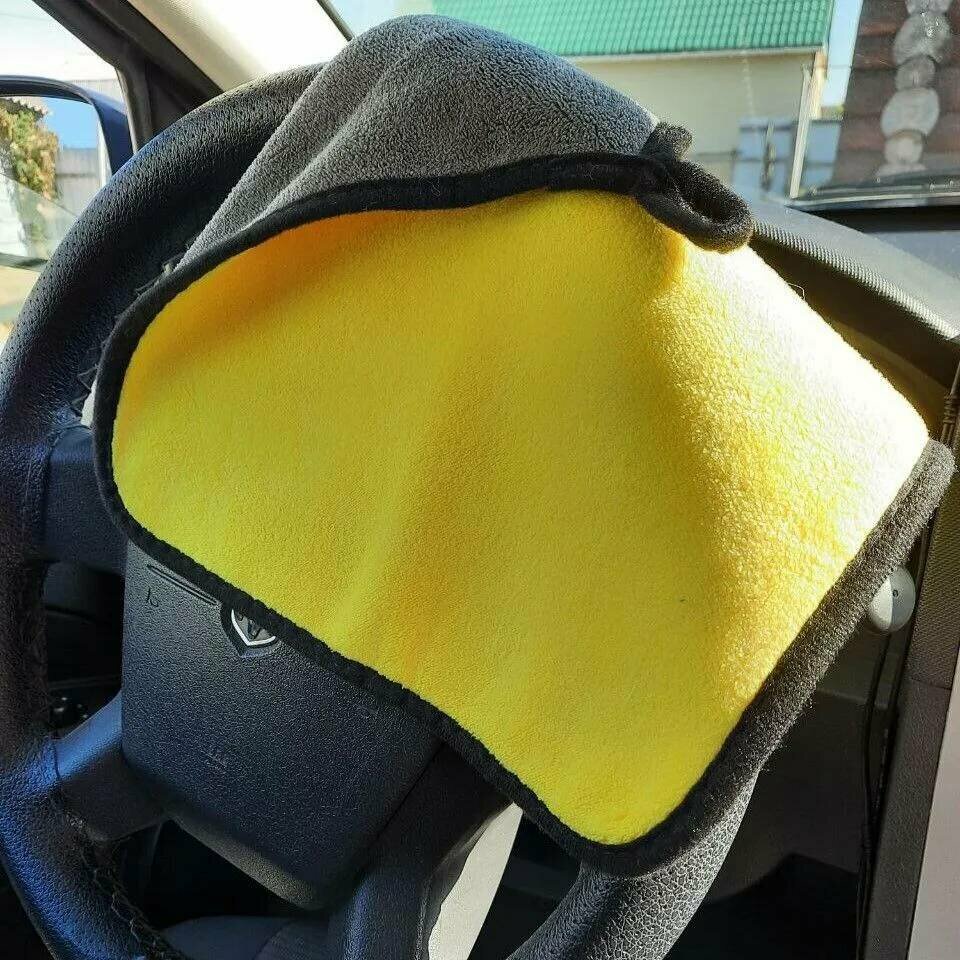 фото Микрофибра для авто 5шт комплект, полотенце из микрофибры для сушки и полировки машины, желто-чёрная двухсторонняя комплект из 5шт