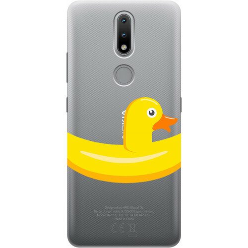 Силиконовый чехол на Nokia 2.4, Нокиа 2.4 с 3D принтом Duck Swim Ring прозрачный матовый soft touch силиконовый чехол на nokia 3 нокиа 3 с 3d принтом duck swim ring черный