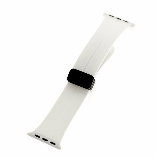 Ремешок силиконовый для Apple Watch 42мм/ 44мм/ 45мм Magic lock, с магнитной пряжкой, #01 белый браслет керамический для часов apple watch 42мм 44мм 45мм застежка бабочка 02 черный