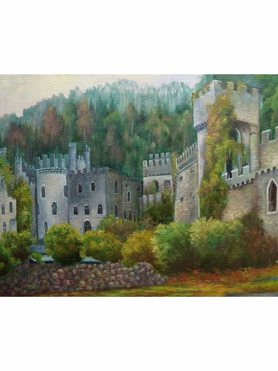 Картина готовая на холсте, 40x50, замок, c подрамником