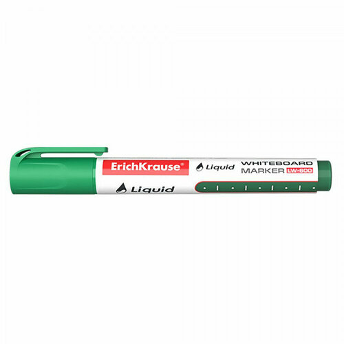 Маркер для доски ErichKrause Liquid LW-600 круглый 2,38мм зеленый (жидкие чернила) арт.56096. Количество в наборе 10 шт.