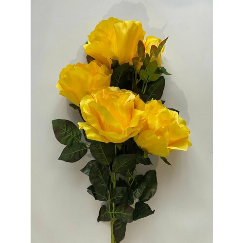 Букет Роз Желтые, 5 Искусственных бутонов, Декор для вашего дома, искусственные цветы
