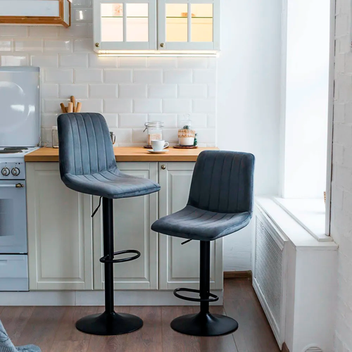 Комплект барных стульев Comiron SB-005GB №9 серый вельвет/ 2 ШТ, барные стулья для кухни