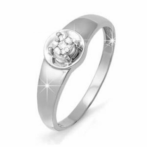 Кольцо Del'ta, белое золото, 585 проба, бриллиант, размер 15.5 кольцо neetim с муассанитом 2 карата для мужчин обручальное кольцо из стерлингового серебра с покрытием из белого золота с бриллиантом брилли