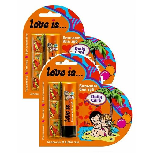 Набор Love is Бальзам для губ увлажняющий Апельсин жевательная резинка 2 шт 709₽