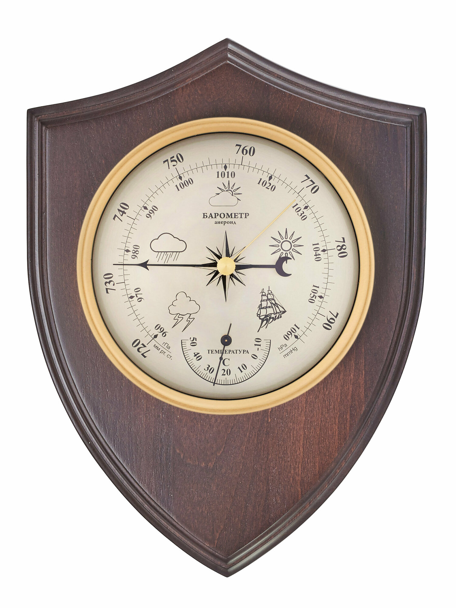 Метестанция бриг КМ91372ТБ-В барометр термометр, настенный в деревянном корпусе