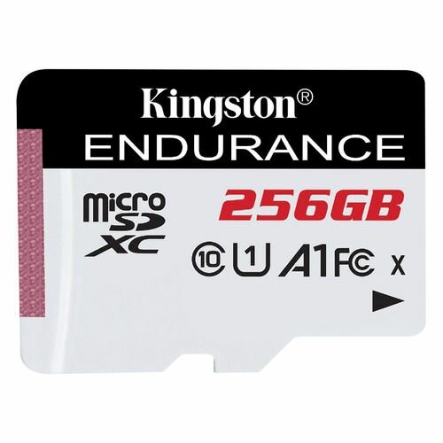 Карта памяти microSDXC UHS-I U1 Kingston High Endurance 256 ГБ, 95 МБ/с, Class 10, SDCE/256GB, 1 шт, без адаптера