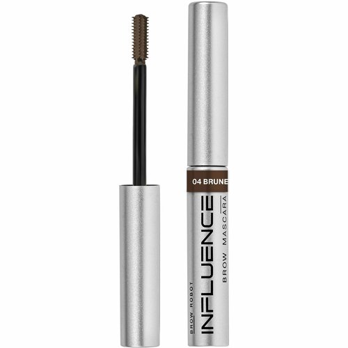 Тушь для бровей INFLUENCE BEAUTY BROW ROBOT быстрой фиксации, эффект густых бровей, тон 04: темно-коричневый, 5мл