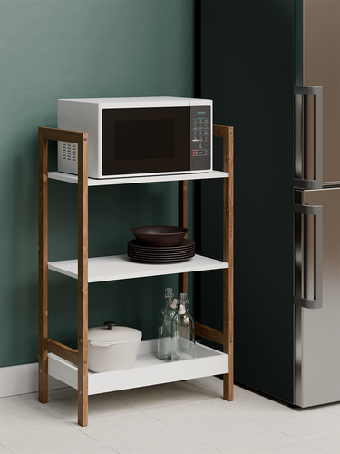 Изображение товара Стеллаж Libery Wood "отто", скандинавский стиль, 62х37х100 см, белая/темно-коричневая