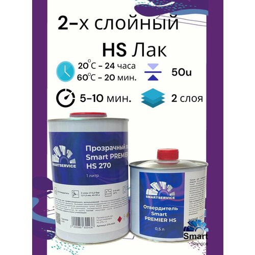Прозрачный лак Smart PREMIER HS270 1л + Отвердитель Smart PREMIER HS 0,5л
