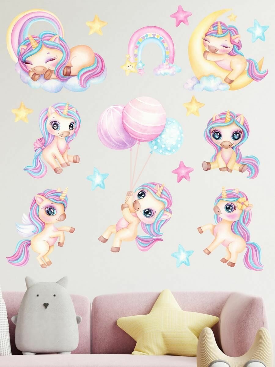 фото Интерьерные наклейки на стену для декора и интерьера дома; на окна, обои и мебель в детскую комнату Stiker литлпони