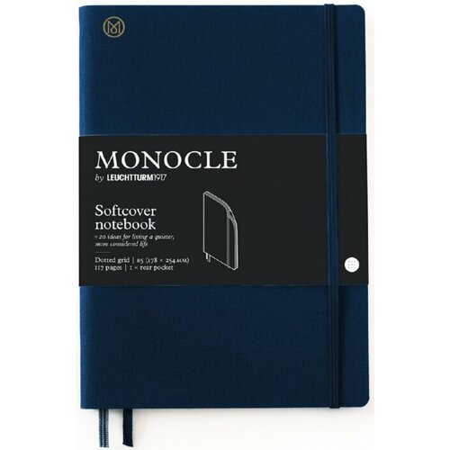 Leuchtturm 363355 Блокнот leuchtturm monocle, b5, 80 г/м2, 128 стр, в точку, мягкая обложка, синий неви