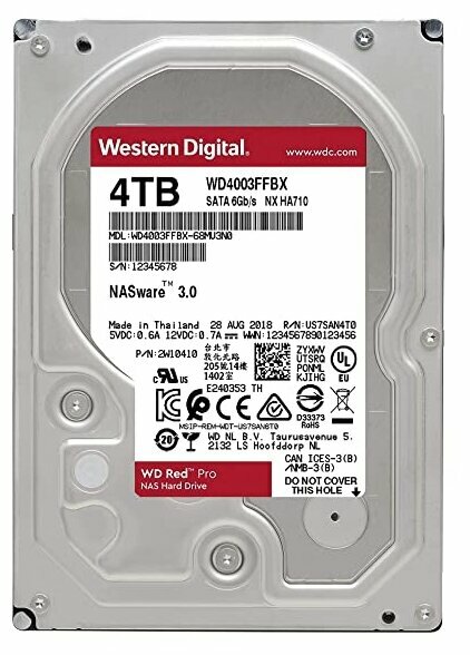 Жесткий диск WD Original SATA-III 4Tb WD4003FFBX NAS Red Pro (7200rpm) 256Mb 3.5"