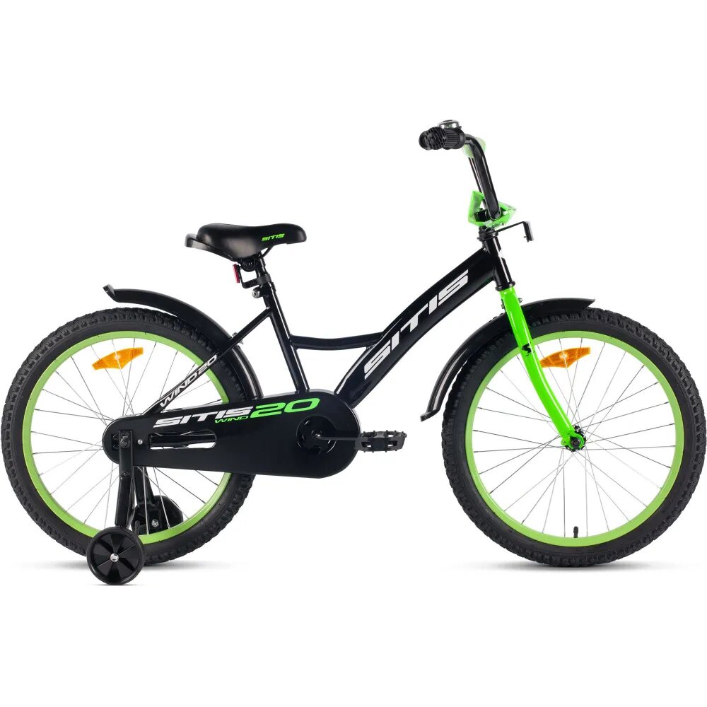 Велосипед Sitis Wind 20" (2024) детский для мальчиков, стальная рама с ножным тормозами, 1 скорость, для роста 120-135 см, цвет Black