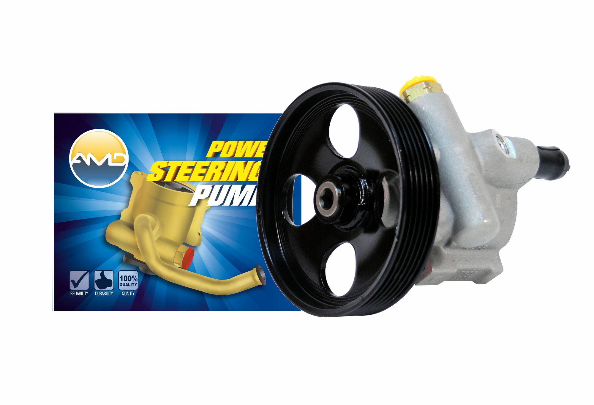 фото Насос ГУР 8200888505/AMD. PAW119 (в сборе) AMD RENAULT (Logan LS) (2004-2015) (Sandero BS0) (2009-2014) LADA (Largus) (2012-) (с шкивом)