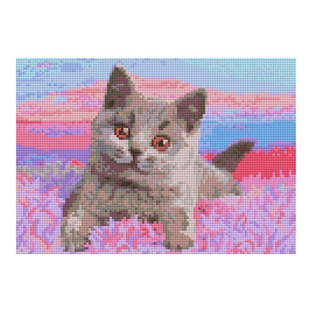 Набор для творчества LORI Алмазная мозаика (полное заполнение) "Британский котенок" 21*30 см Ам-148