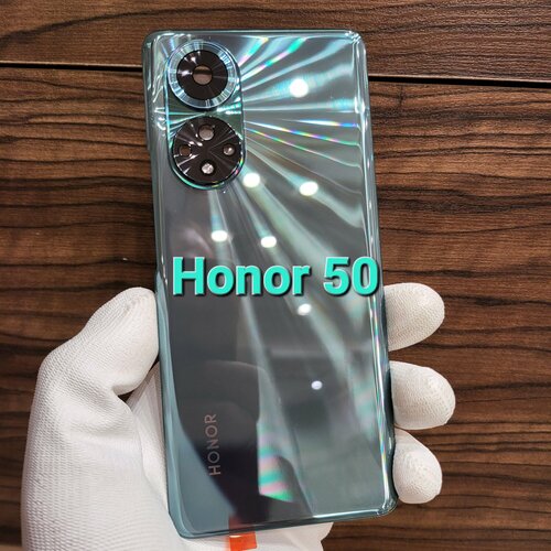 Крышка для Honor 50 - задняя стеклянная панель Премиум качество (зелёного цвета)
